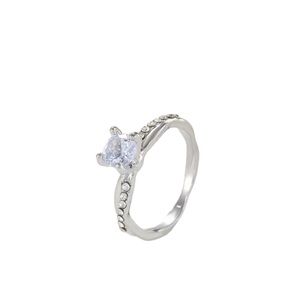 Silver and Rhinestone Diamond Solitaire Ring